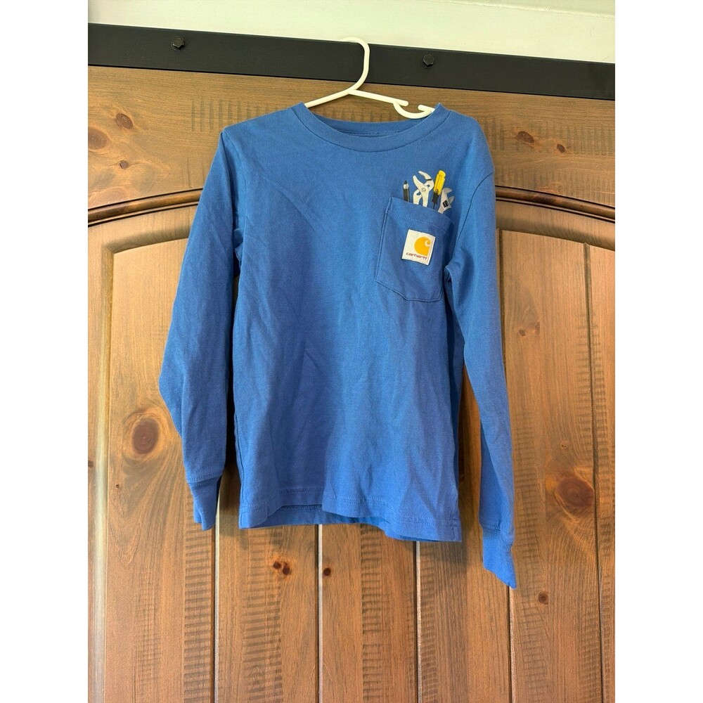 Carhartt Boys Blue Long Sleeve Pocket T-Shirt